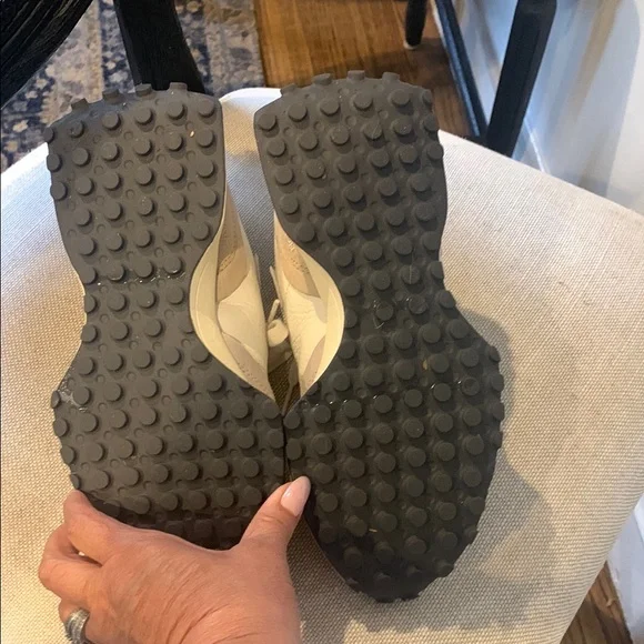 New Balance White and Taupe Sneakers - Picture 4 of 7